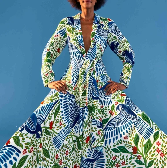 Medium Blue Macaw Flight Maxidress - Picture 1 of 5